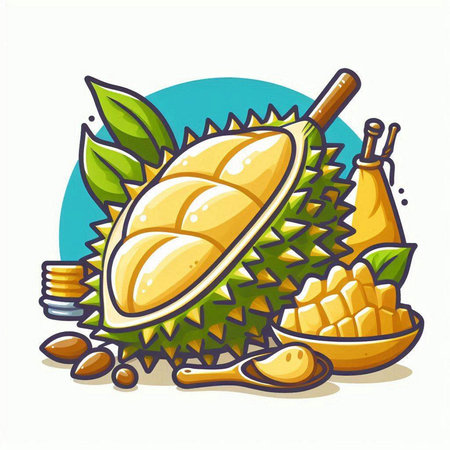 durian fruit icon isolated on white background. vector illustration.のイラスト素材
