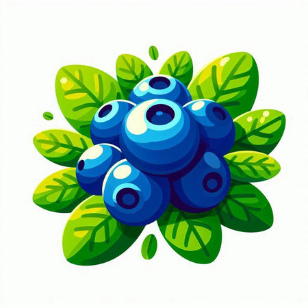 Blueberry isolated on white background. Vector illustration. Eps 10.のイラスト素材