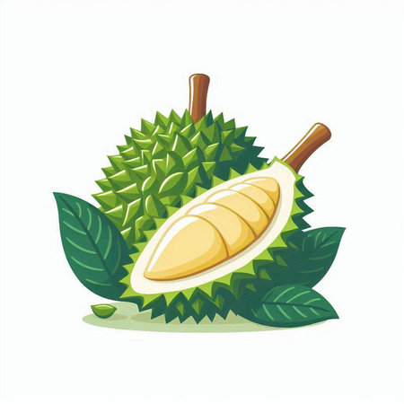 durian fruit isolated on a white background. vector illustration.のイラスト素材