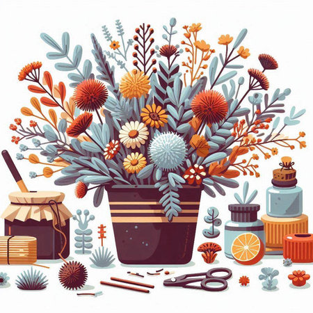 Flower shop. Florist shop. Vector illustration in cartoon style.のイラスト素材