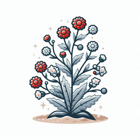 Flowering plant. Hand drawn vector illustration isolated on white background.のイラスト素材