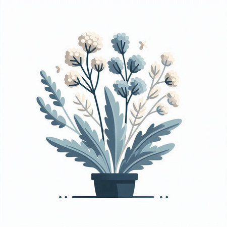 Flowers in a pot. Floral design. Vector illustration.のイラスト素材