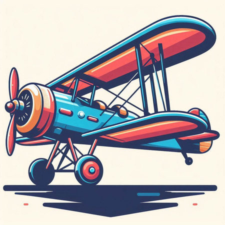 Illustration of a vintage airplane in retro style. Vector illustration.のイラスト素材