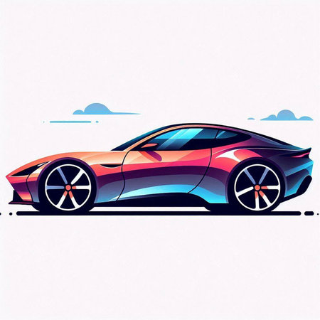 Illustration of a sports car on a background of the sky.のイラスト素材