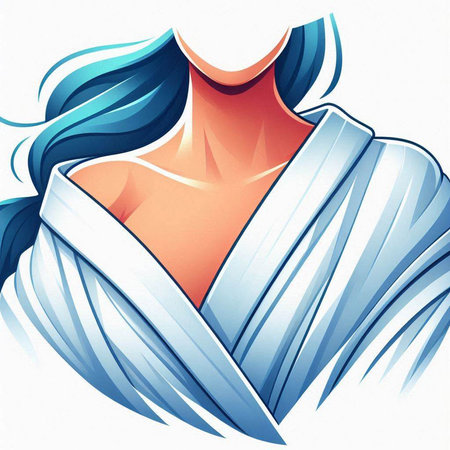 Beautiful woman in a blue dress on a white background. Vector illustration.のイラスト素材