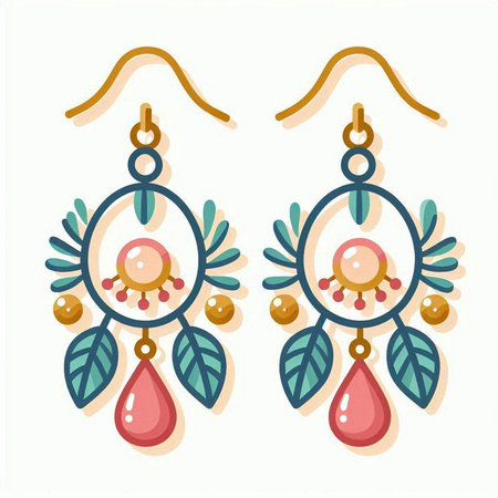 Hand drawn earrings. Vector illustration in doodle style.のイラスト素材