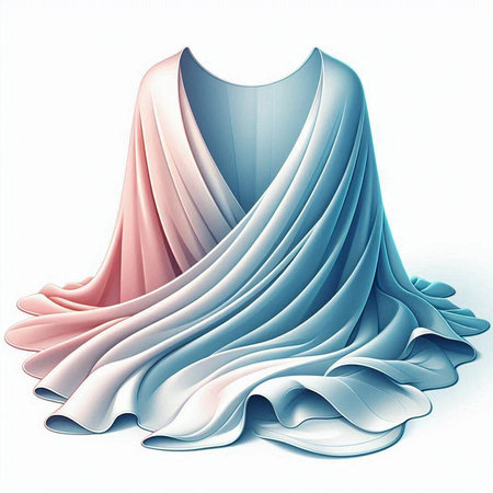 Abstract background with blue and pink satin cloth. Vector illustration.のイラスト素材