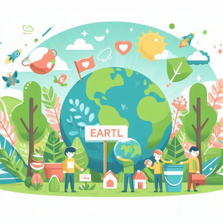 Ecology and environment concept, save the planet, save the earth, vector illustrationのイラスト素材
