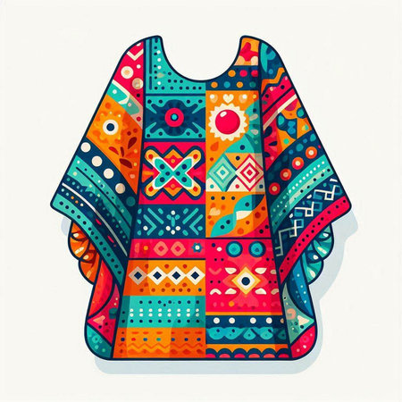 Hand drawn vector illustration of a women's sweater with a colorful pattern.のイラスト素材
