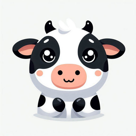 Cute cartoon cow on a white background. Vector illustration of a cow.のイラスト素材