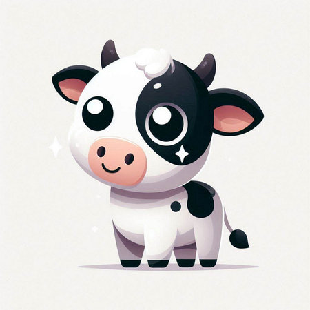 Cute cartoon cow isolated on a white background. Vector illustration.のイラスト素材