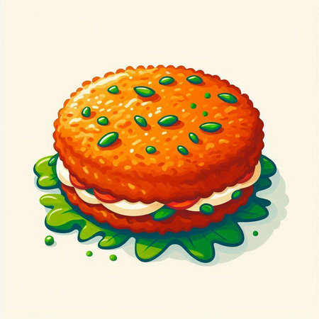 Illustration of a hamburger on a white background, vector illustrationのイラスト素材