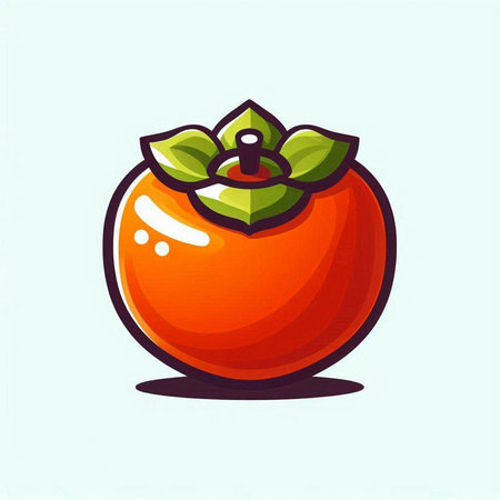 Ripe persimmon fruit isolated on white background. Vector illustration.のイラスト素材