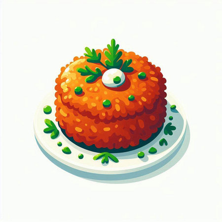 Illustration of a carrot cake on a plate on a white backgroundのイラスト素材