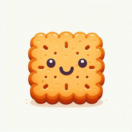 Cute funny cookie character with eyes and mouth. Vector illustration.のイラスト素材