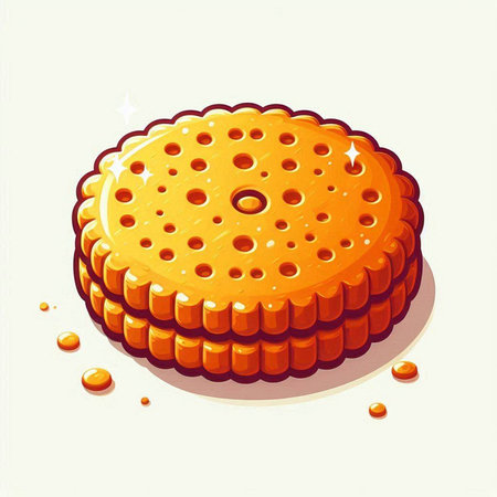 Illustration of a round biscuit on a white background - vectorのイラスト素材