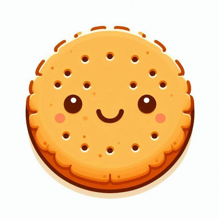 Cute cartoon cookie isolated on a white background. Vector illustration.のイラスト素材