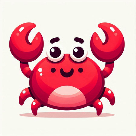 Funny cartoon red crab on a white background. Vector illustration.のイラスト素材