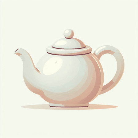 Ceramic teapot on a white background. Vector illustration.のイラスト素材