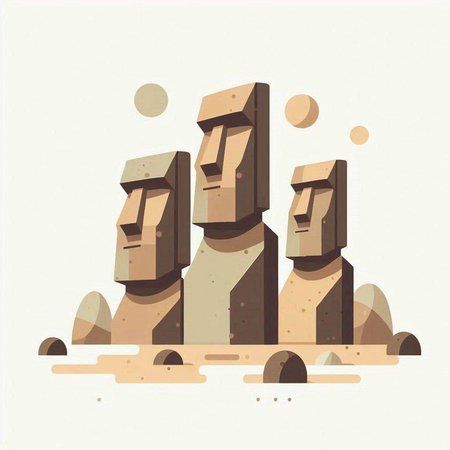 Stone pyramids in the desert. Vector illustration, flat style.のイラスト素材