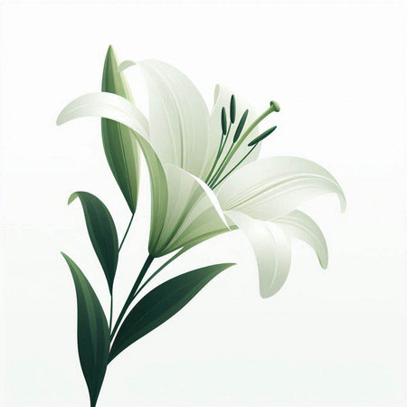 White lily on a white background. Vector illustration. Eps 10のイラスト素材
