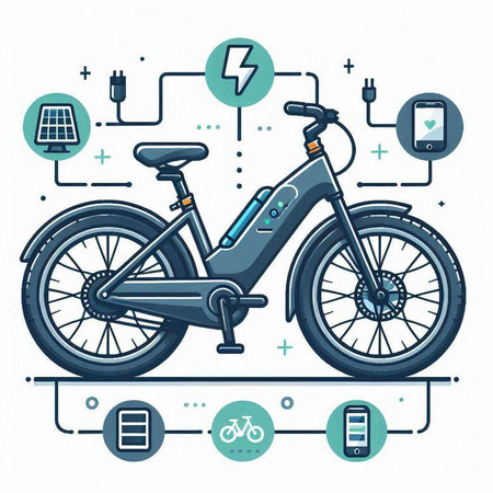 Electric bike. Ecological transport. Vector illustration in flat style.のイラスト素材
