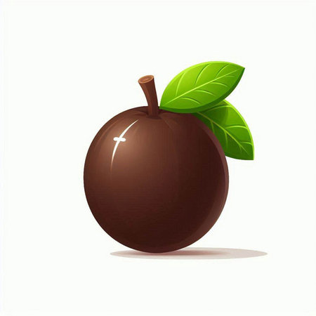 Plum with leaf isolated on a white background. Vector illustration.のイラスト素材