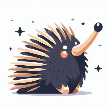 Hedgehog. Vector illustration in flat style. Isolated on white background.のイラスト素材