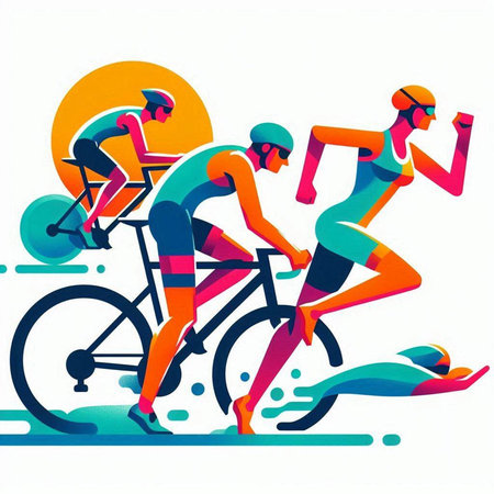 Cyclists racing in the race. Colorful vector illustration.のイラスト素材