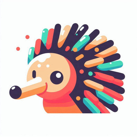 Cute hedgehog isolated on a white background. Vector illustration.のイラスト素材