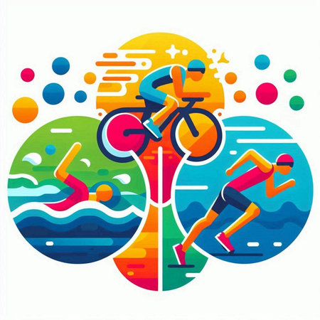 Vector illustration of a sports background with the image of a cyclist and a bicycleのイラスト素材