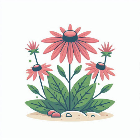 Echinacea flower vector illustration. Isolated on white background.のイラスト素材