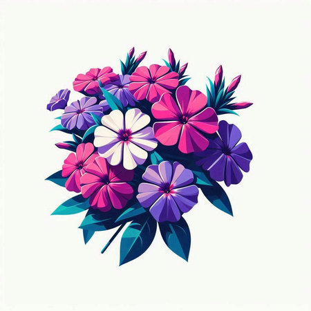 Bouquet of colorful flowers on white background. Vector illustration.のイラスト素材