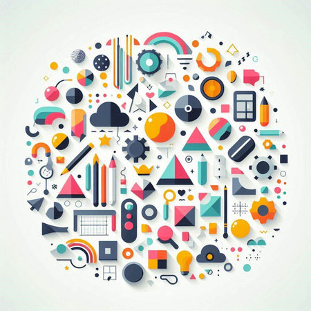 Abstract colorful geometric shapes in the form of a circle. Vector illustrationのイラスト素材