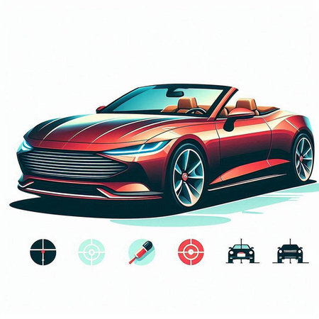 Vector illustration of a red sports car on a white background. Vector illustration.のイラスト素材