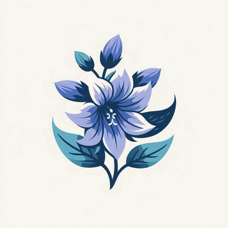 Vector illustration of blue flowers on white background. Floral design element.のイラスト素材