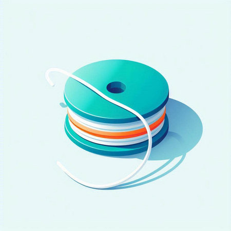 3d illustration of a stack of colorful vinyl discs on blue backgroundのイラスト素材