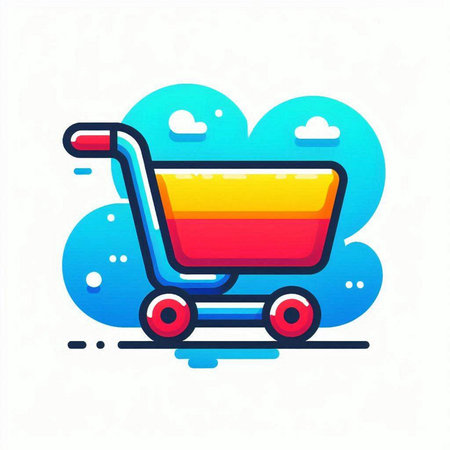 Shopping cart with cloud. Vector illustration in modern flat style.のイラスト素材