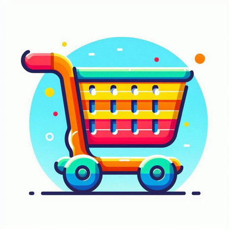 Shopping cart icon in flat style. Vector illustration on white background.のイラスト素材