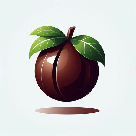 Coffee bean with leaf on white background. Vector illustration.のイラスト素材