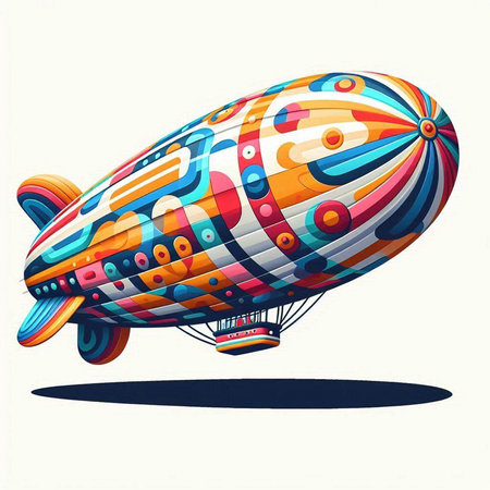 Illustration of a Colorful Hot Air Balloon on a White Backgroundのイラスト素材