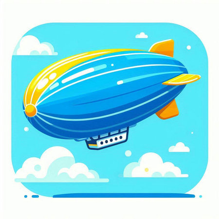 Illustration of an airship in the sky with clouds - vectorのイラスト素材