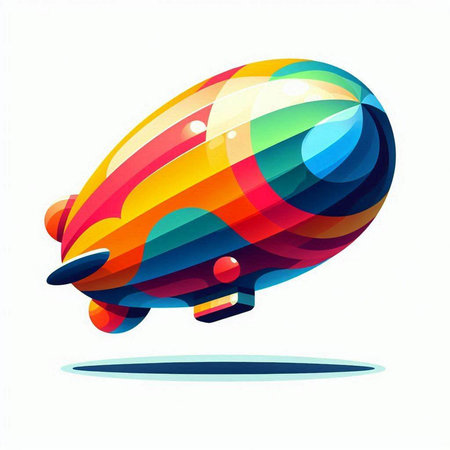 Illustration of a colorful airship isolated on a white background.のイラスト素材