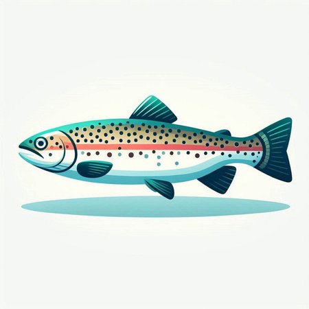 Rainbow trout on white background. Vector illustration. Eps 10.のイラスト素材