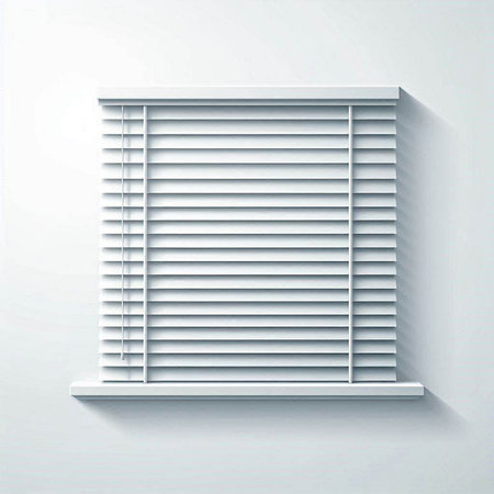 Window with blinds on the wall. Paper style. Vector illustration.のイラスト素材