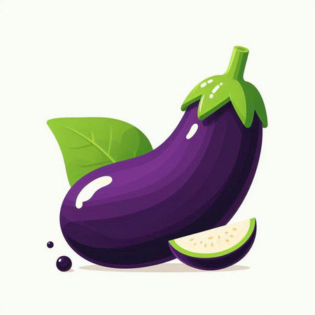 Eggplant isolated on white background. Vector illustration. Eps 10.のイラスト素材
