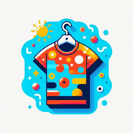 T-shirt and clothes hanger. Vector illustration in cartoon styleのイラスト素材