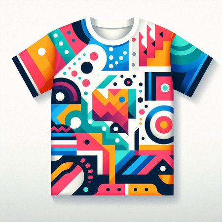 T-shirt design with colorful geometric pattern. Vector Illustration.のイラスト素材
