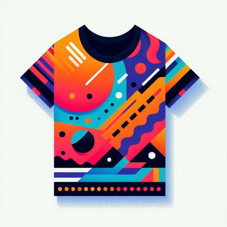 T-shirt design with colorful abstract background. Vector Illustration.のイラスト素材