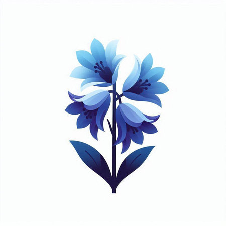 Blue flowers on a white background. Vector illustration for your design.のイラスト素材